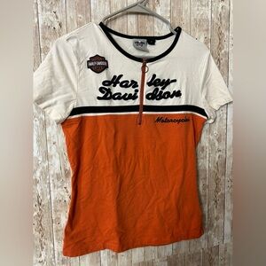 Vintage Y2K Harley Davidson 1/4 zip biker tee shirt Bikercore moto